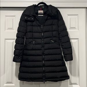 Moncler Black Long Puffer Jacket - Avocette hooded quilted down puffer coat